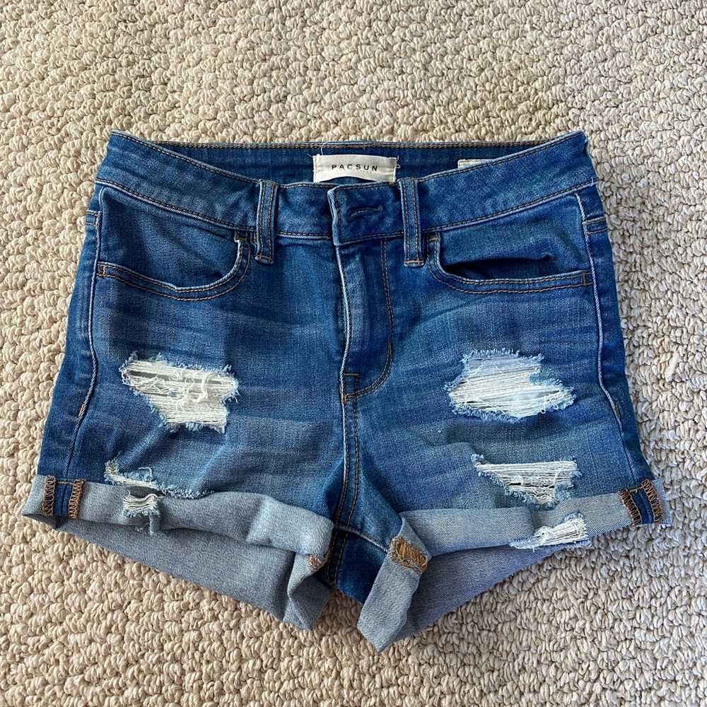PACSUN Ripped Jean Shorts
